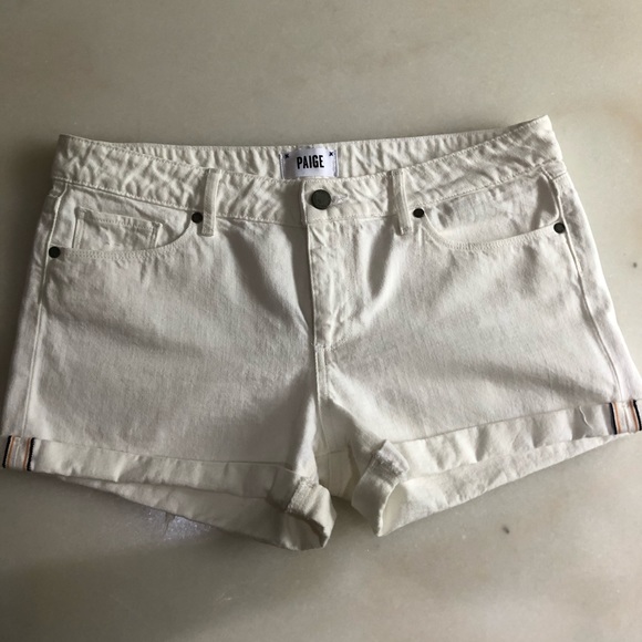 paige white denim shorts